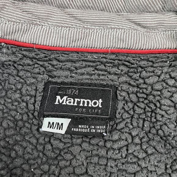 Marmot Shirt Jacket Mens Medium Gray Fleece Lined Button Front Shacket Preppy - Picture 8 of 12